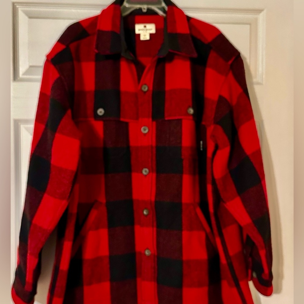 Vintage WOOLRICH Men’s Red & Black Buffalo Plaid Wool Collared Shirt Jacket XL
